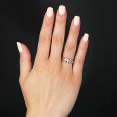 French 1950s Retro Diamond 18 Karat Yellow Gold Solitaire Ring