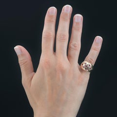 French 1950s Ruby 18 Karat Yellow Gold Ball Ring