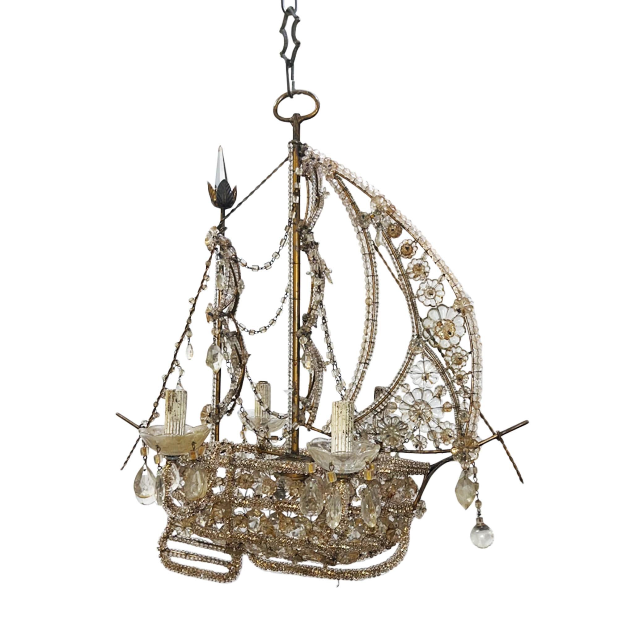 French 1950s Ship Chandelier In Good Condition In London, GB