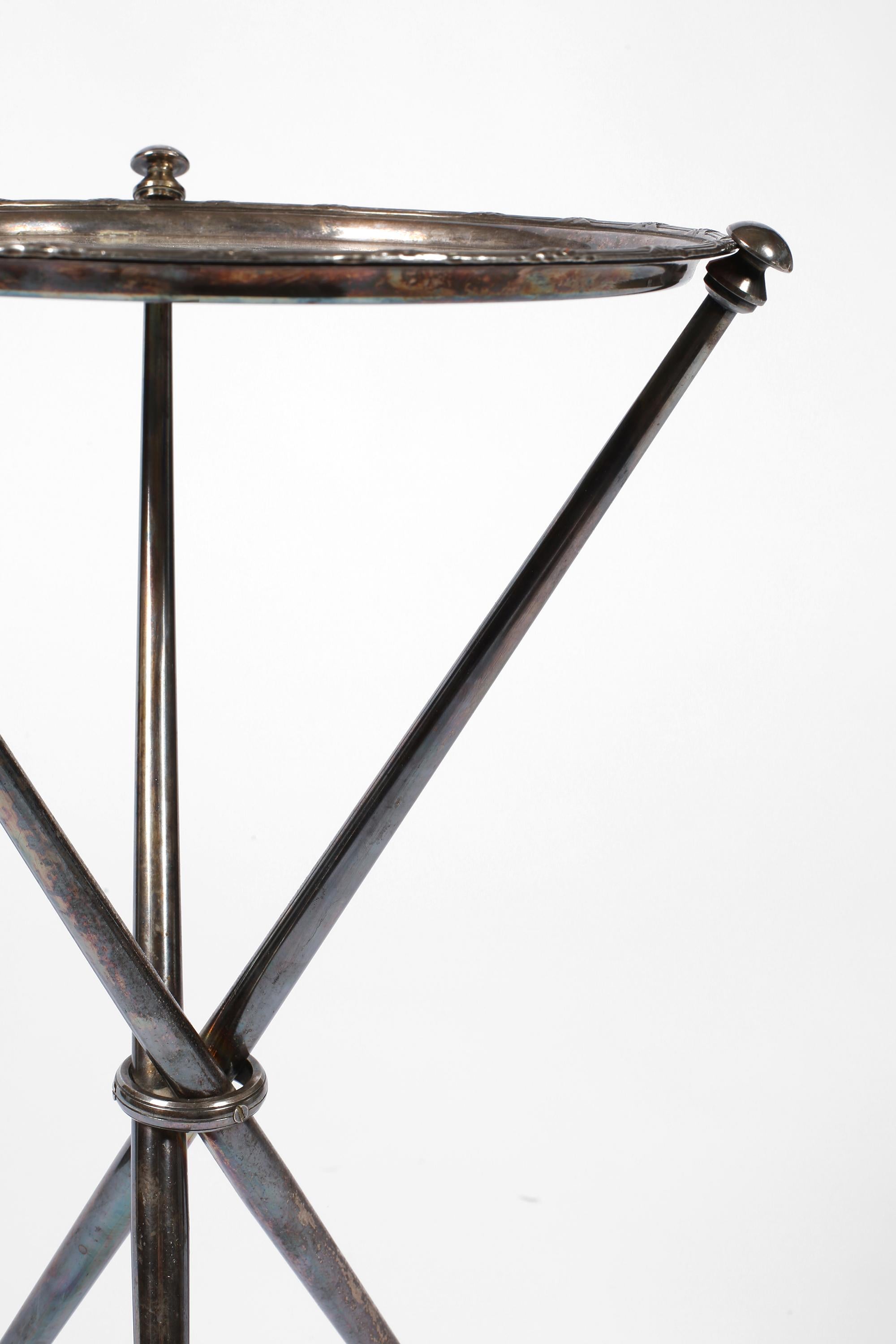 French 1950s Silvered Brass Tripod Side or Drinks Table 5