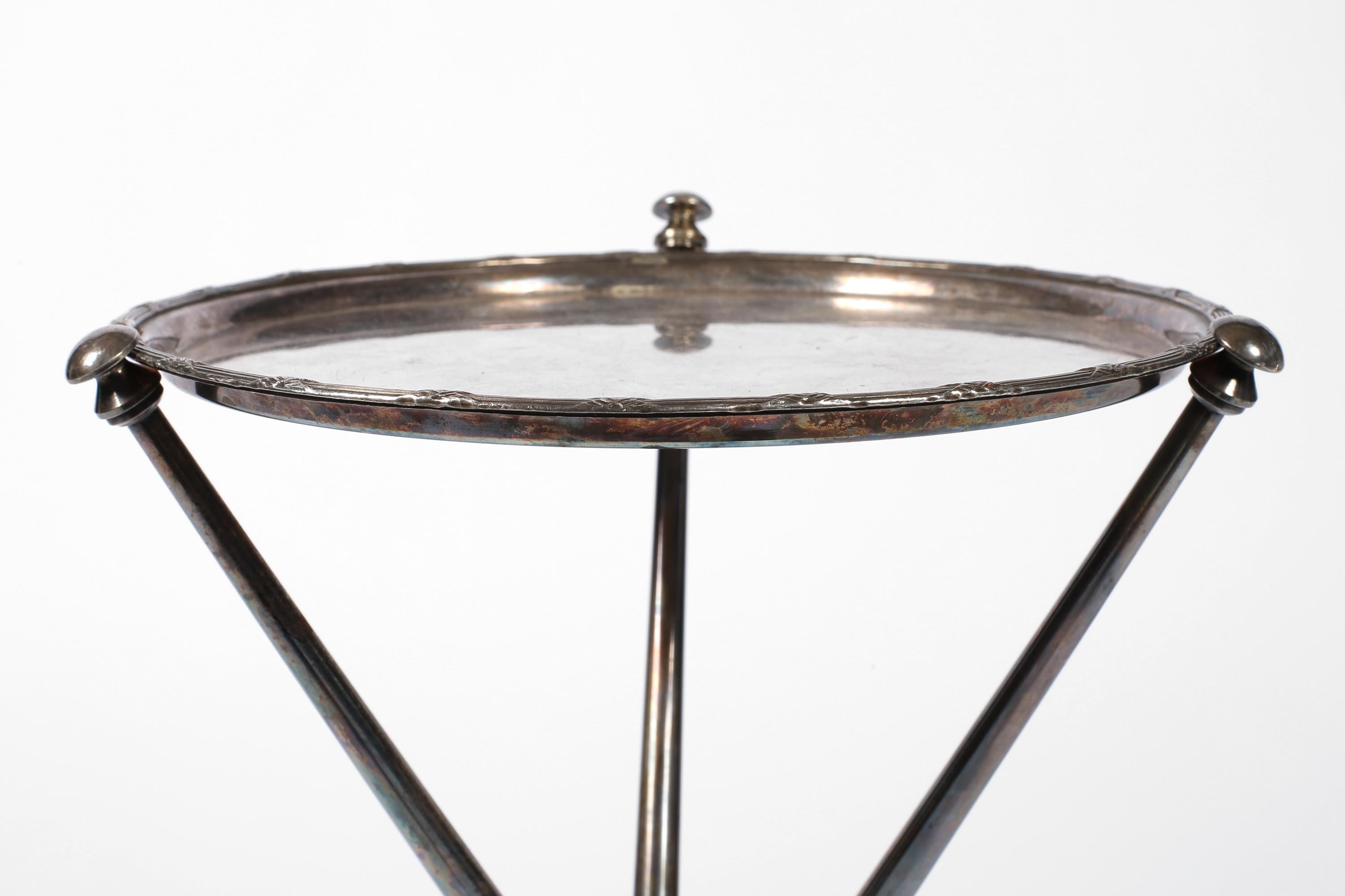 French 1950s Silvered Brass Tripod Side or Drinks Table 6