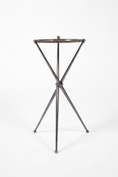 French 1950s Silvered Brass Tripod Side or Drinks Table