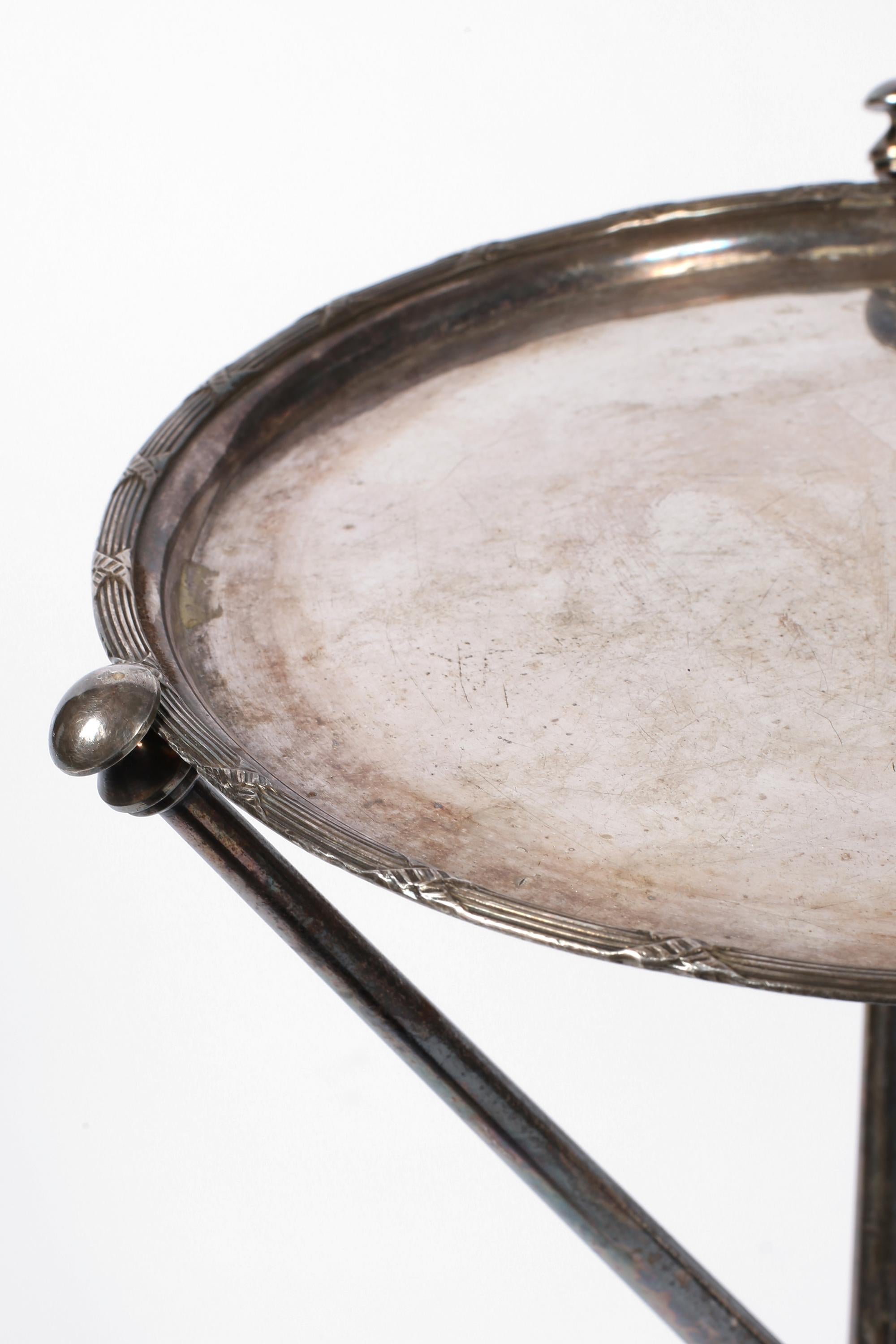French 1950s Silvered Brass Tripod Side or Drinks Table 2