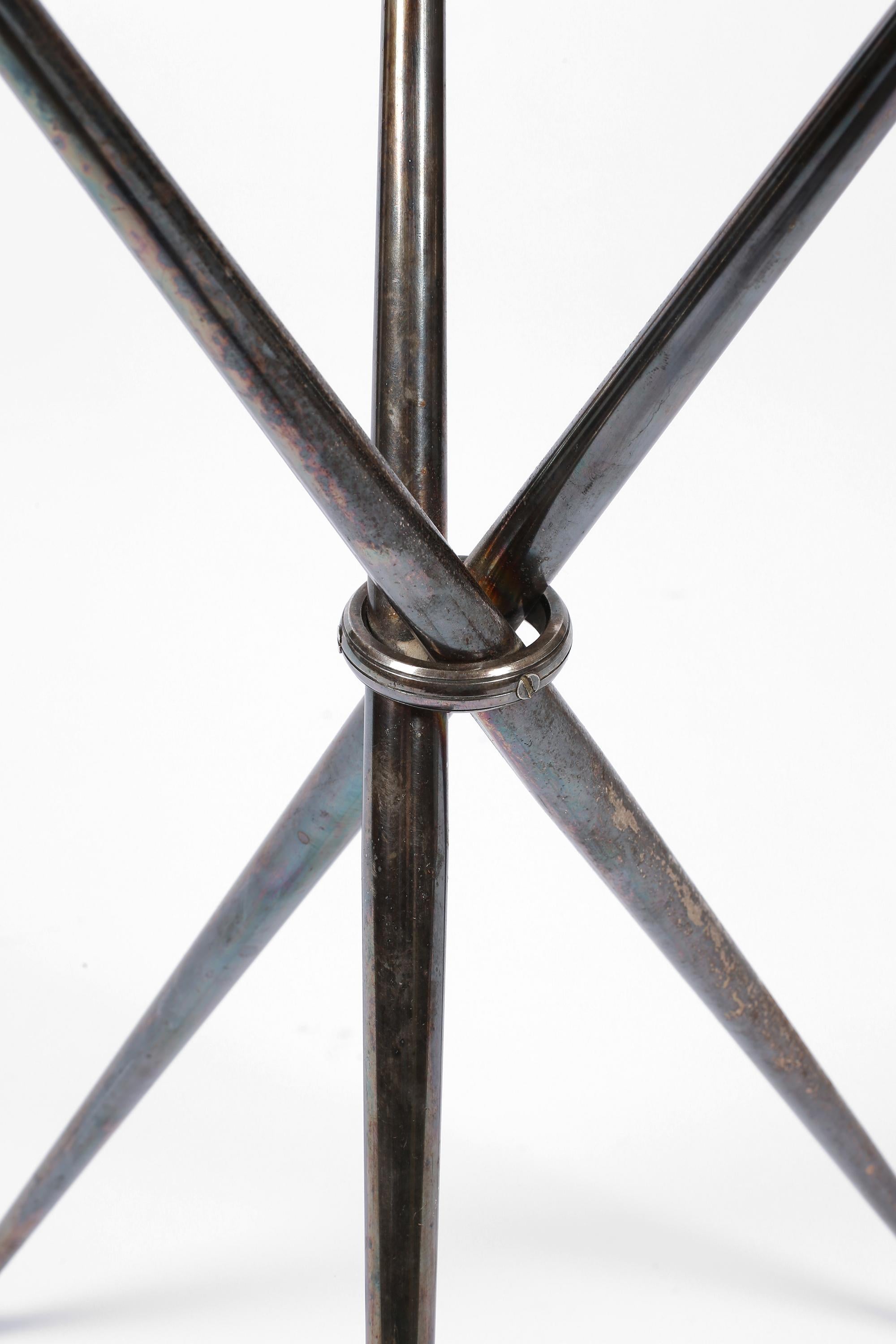 French 1950s Silvered Brass Tripod Side or Drinks Table 3