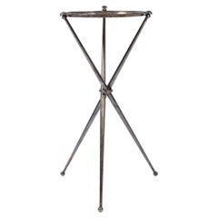 French 1950s Silvered Brass Tripod Side or Drinks Table