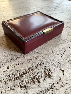 French 1950’s stitched leather and gilt metal box