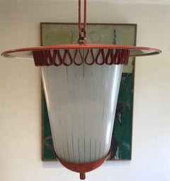 French 1950s Tole and Opaline Lantern