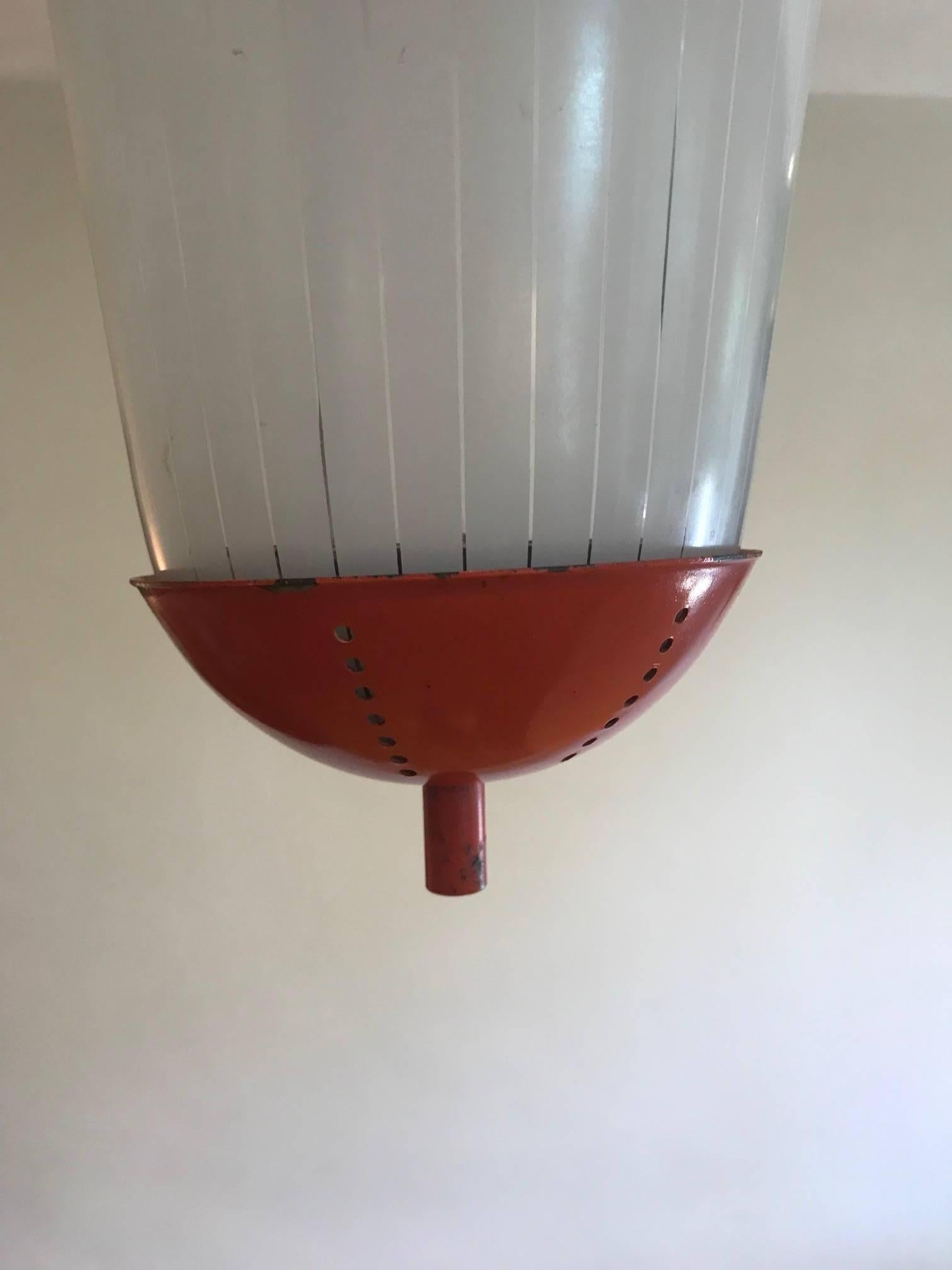 French 1950s Tole and Opaline Lantern 1