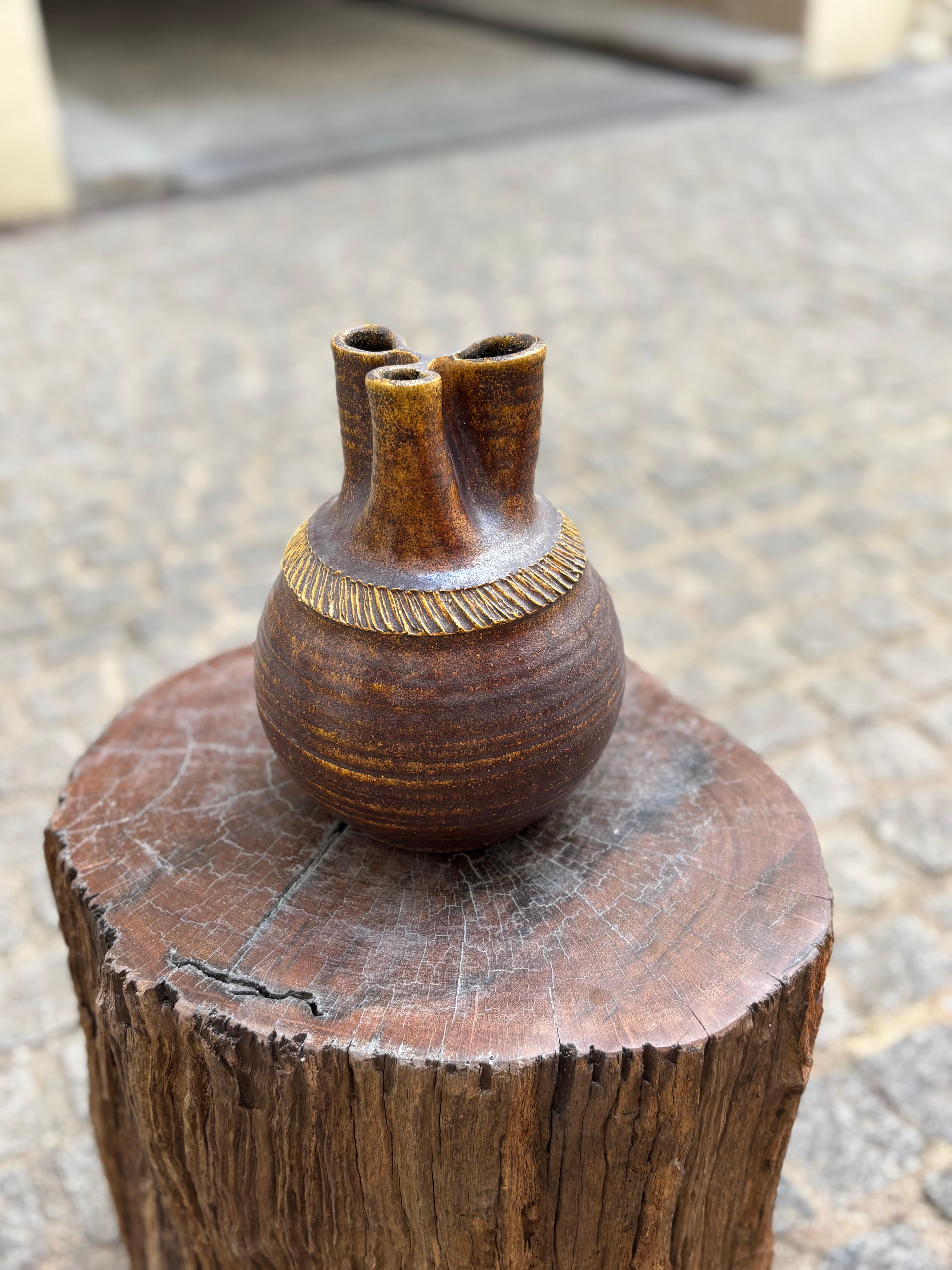 Vernissé Vase français des années 1950 par Accolay Pottery en vente