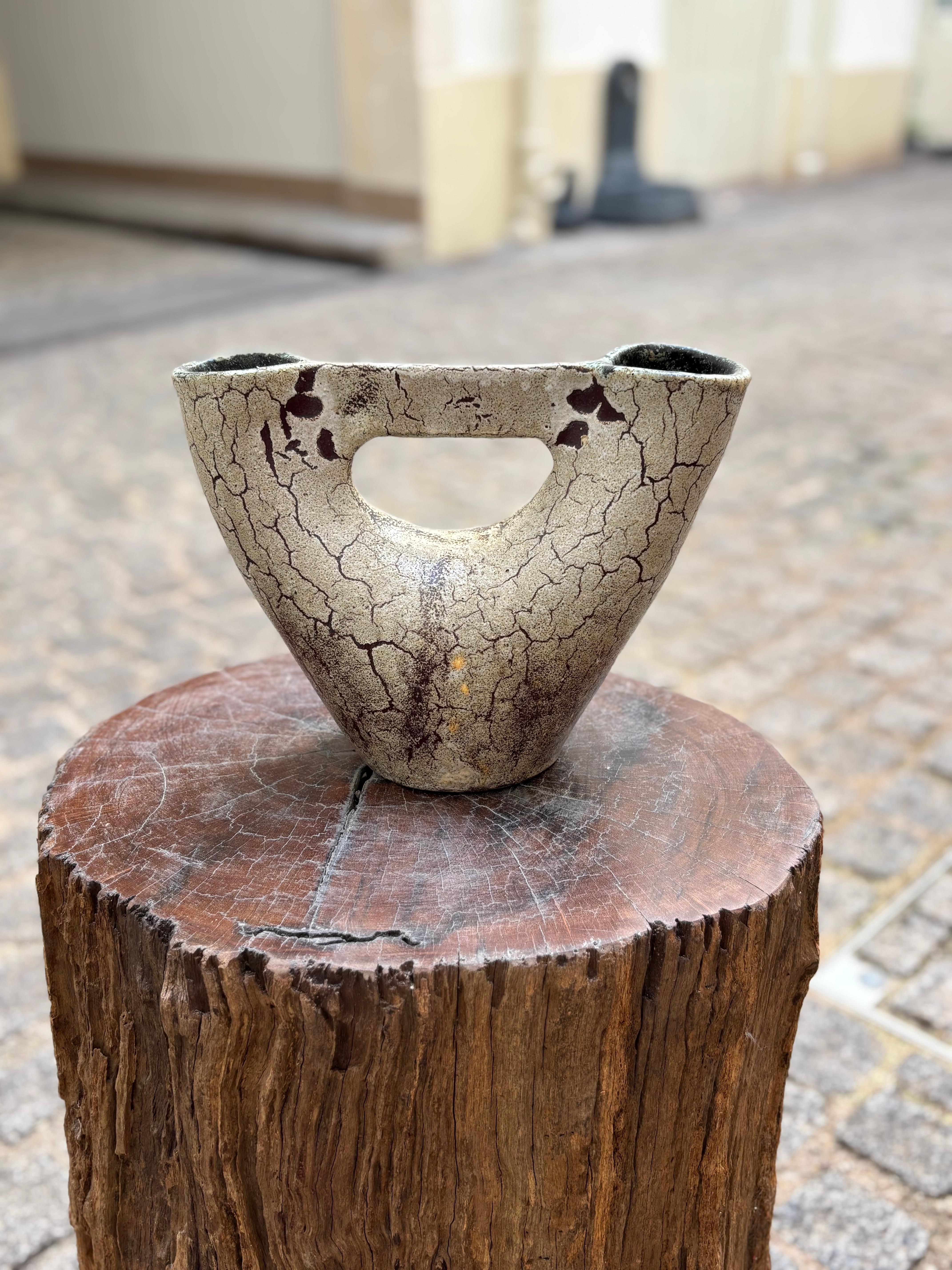 Vernissé Vase français des années 1950 par Accolay Pottery en vente