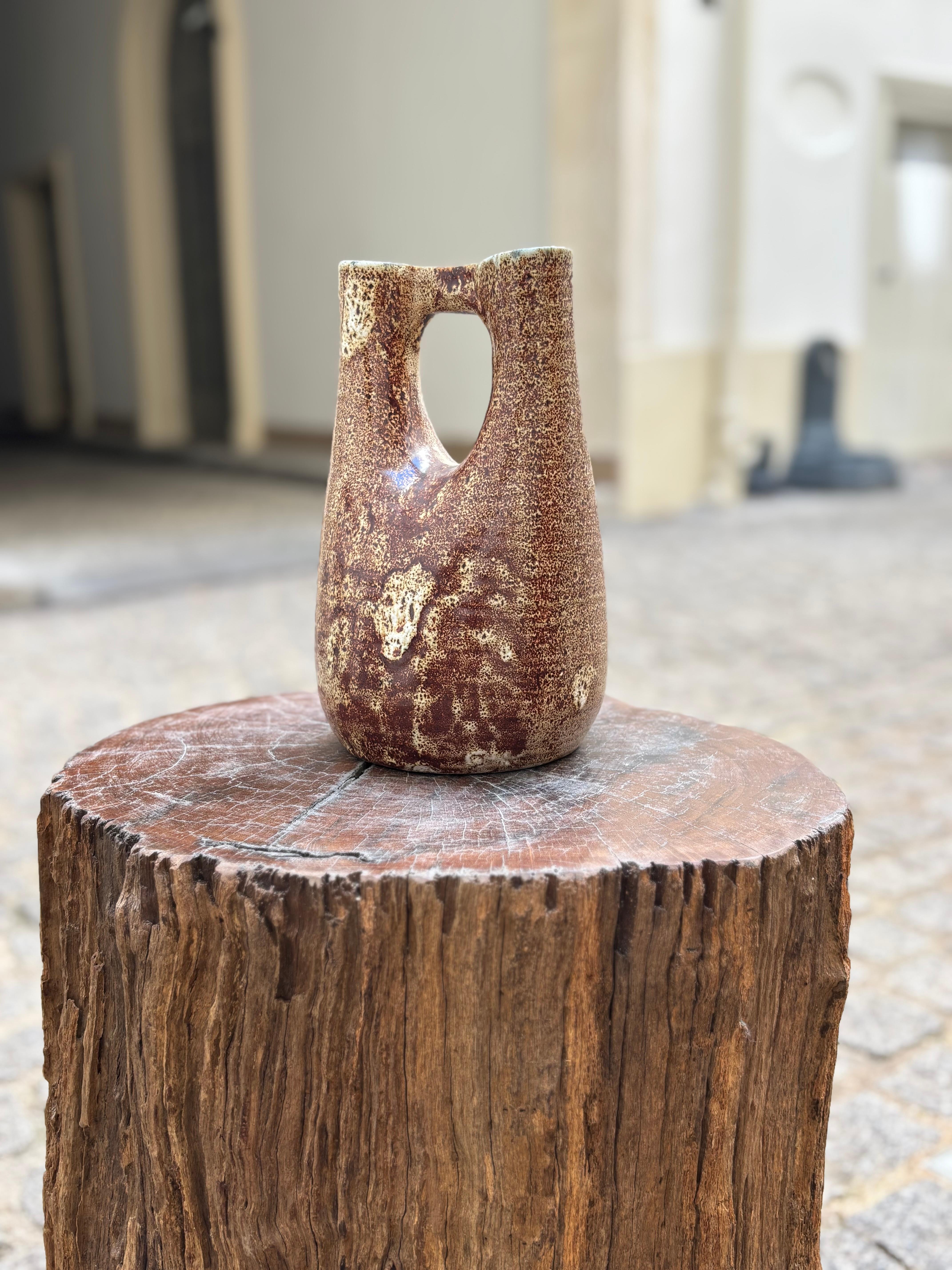 Vernissé Vase français des années 1950 par Accolay Pottery en vente