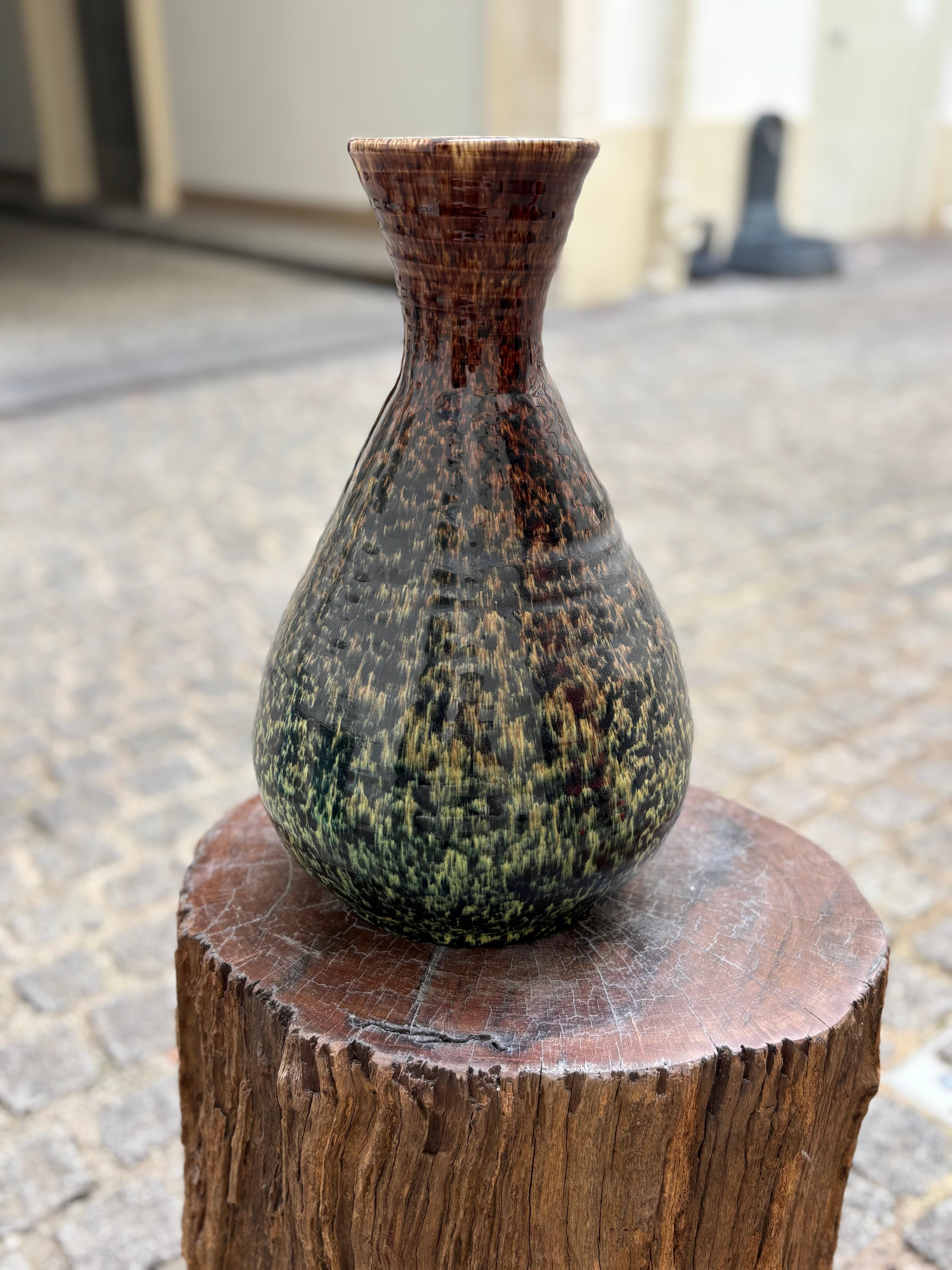Vernissé Vase français des années 1950 par Accolay Pottery en vente