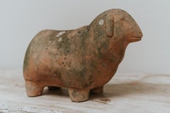 French 1950s Weathered Terra Cotta Sheep
