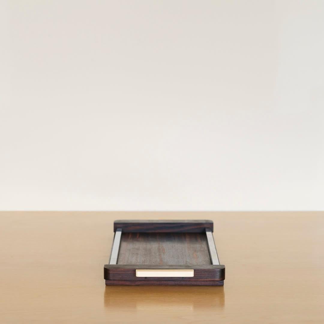 Bois Plateau en bois et chrome des années 50
