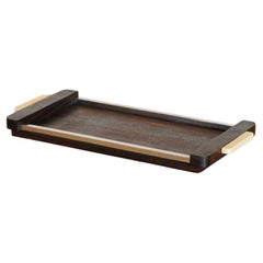 Bandeja francesa de madera y cromo de los años 50