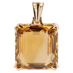 French 1960 93 carats Citrine 18 Karat Rose Gold Retro Pendant French 1960 93 carats Citrine 18 Karat Rose Gold Retro Pendant