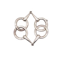 French 1960 Paris Modernist Horse Bit Bracelet In Solid .800 Sterling Silver