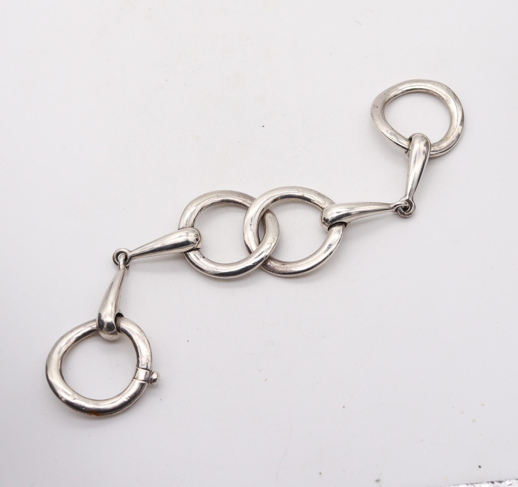 French 1960 Paris Modernist Horse Bit Bracelet In Solid .800 Sterling Silver In Excellent Condition In Miami, FL