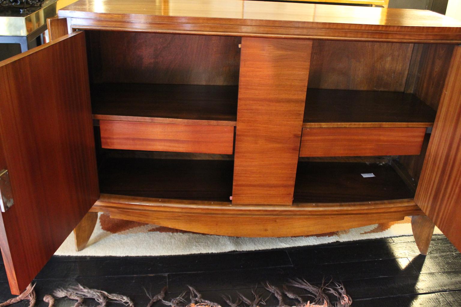 French 1960 rectangular teak sideboard, with 2 drawers and slightly rounded front.