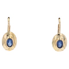 Französische 1960 Saphir-Ohrringe aus 18 Karat Gelbgold mit Klappverschluss