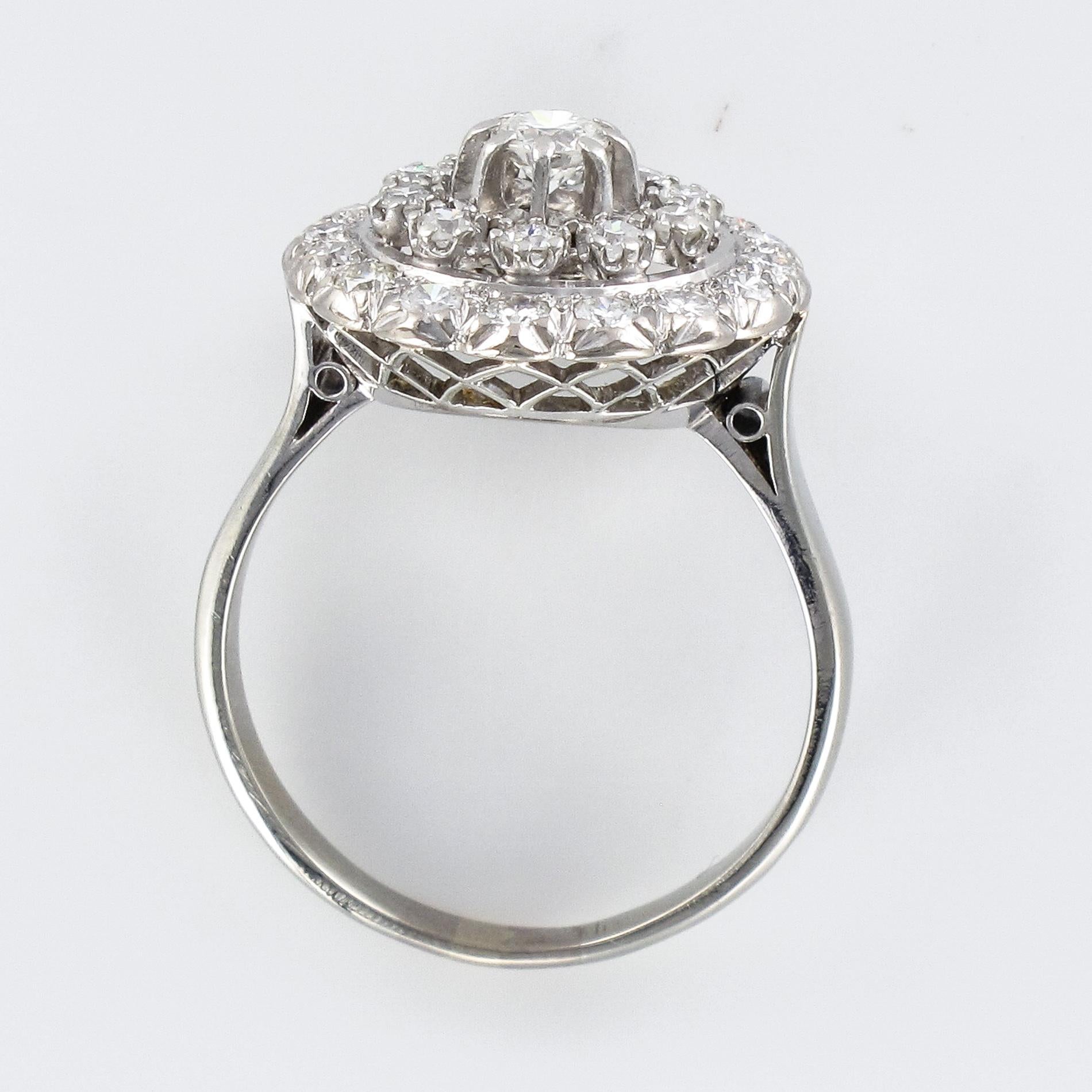 Franzsischer runder Ring aus 18 Karat Weigold mit 0,85 Karat Diamanten, 1960er Jahre 9