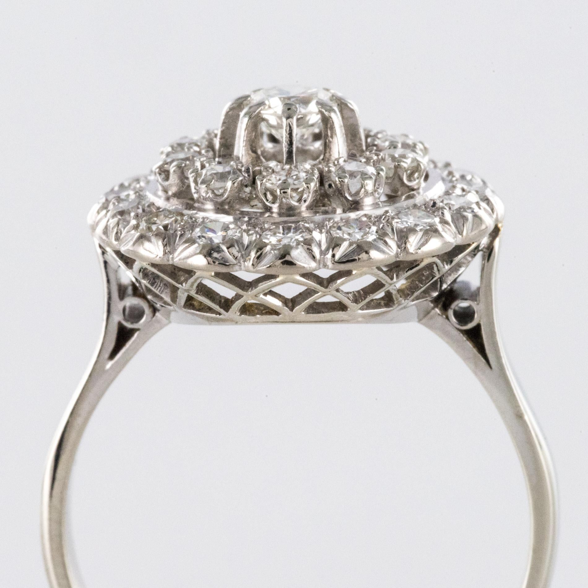 Franzsischer runder Ring aus 18 Karat Weigold mit 0,85 Karat Diamanten, 1960er Jahre 3