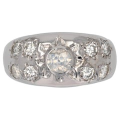 Bracelet jonc français en or blanc 18 carats avec diamants de 1 carat, années 1960