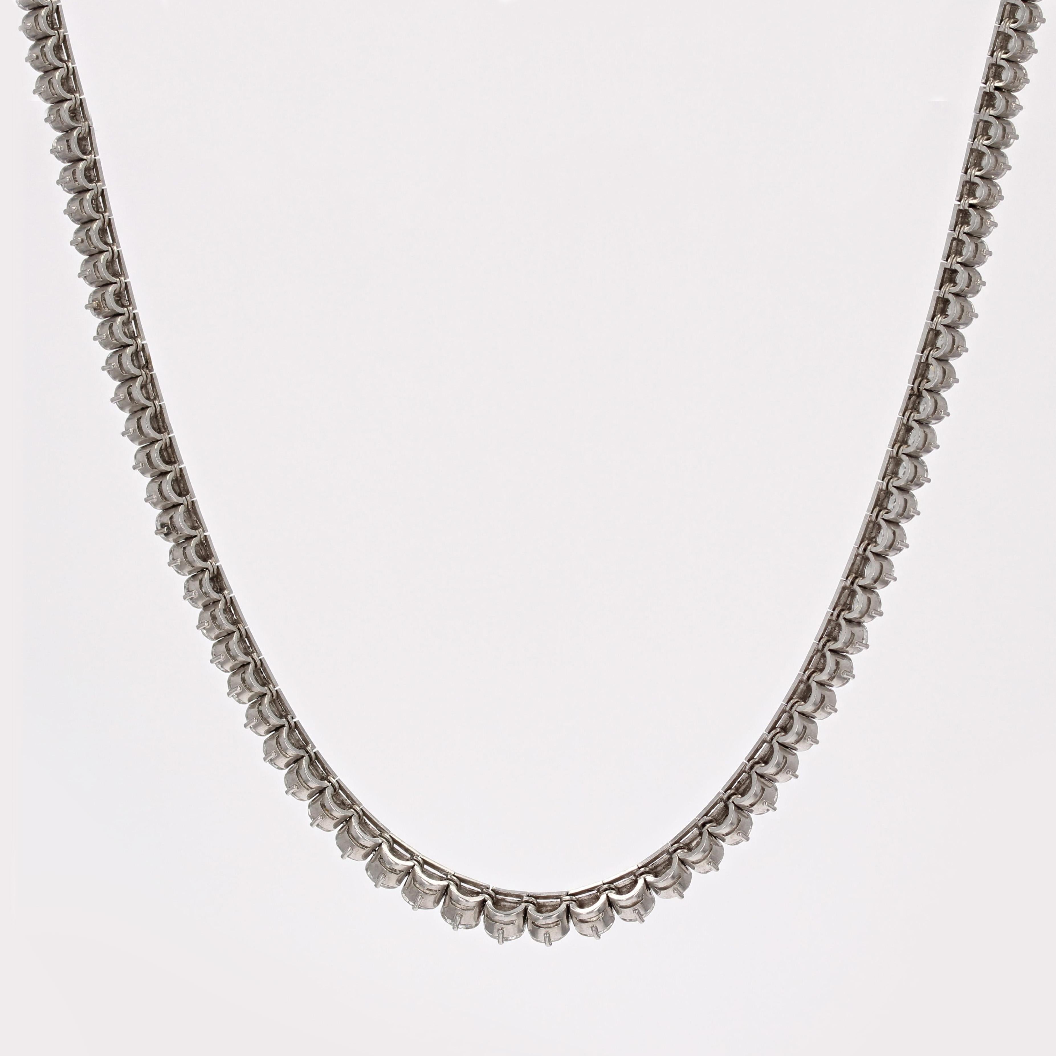 French 1960s 117 Diamonds Platinum River Necklace For Sale 8