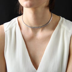 French 1960s 117 Diamonds Platinum River Necklace