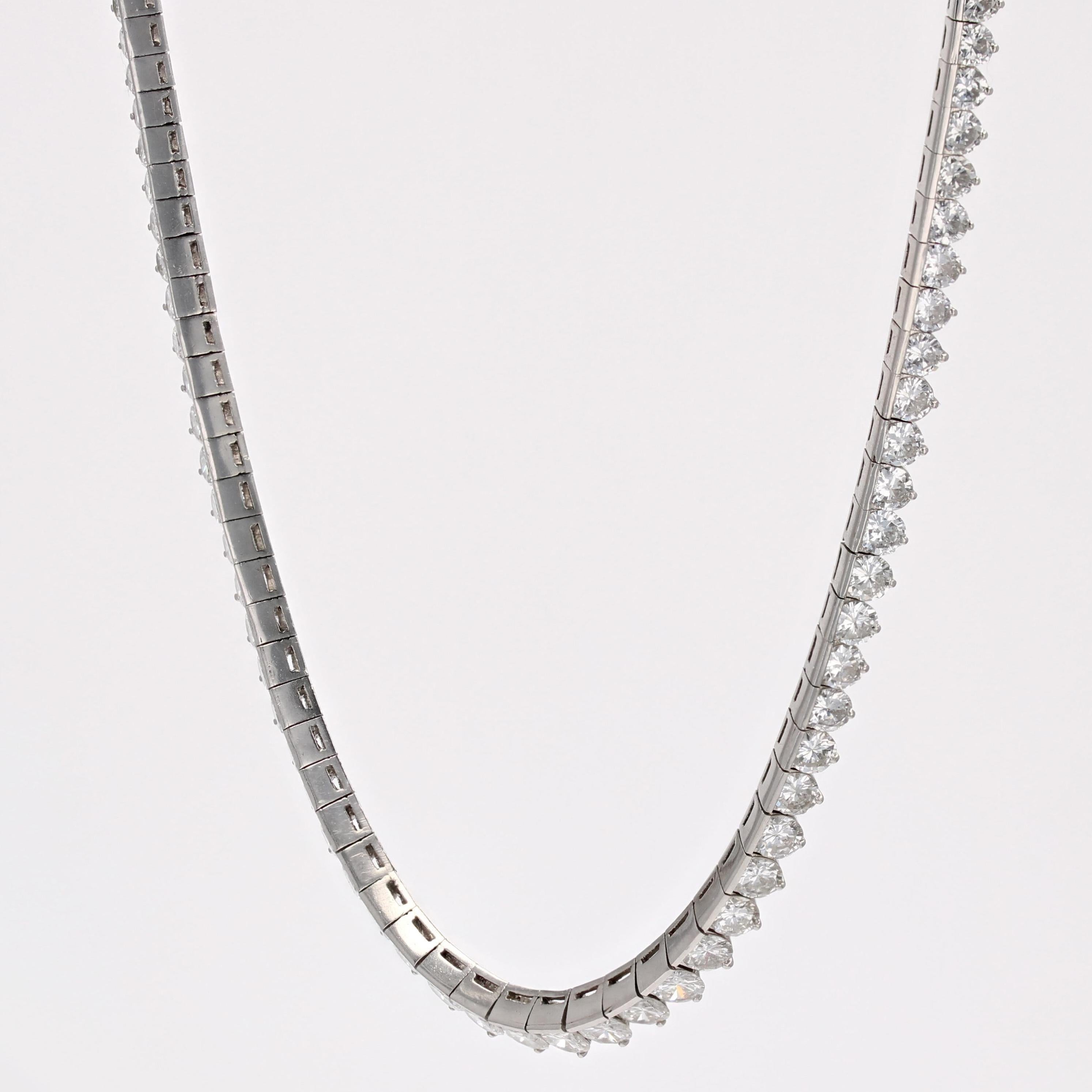 Retro French 1960s 117 Diamonds Platinum River Necklace For Sale