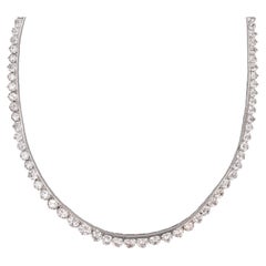 French 1960s 117 Diamonds Platinum River Necklace