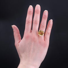 French 1960s 12.90 Carat Citrine 18 Karat Rose Gold Ring