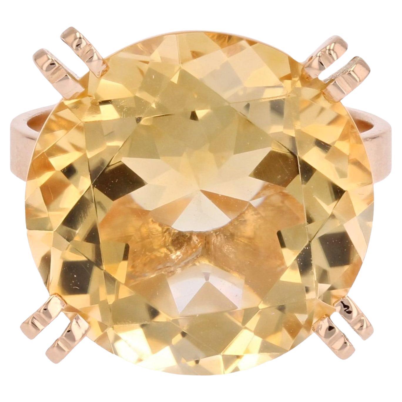 12,90 Karat Citrin 18 Karat Roségold Ring aus den 1960er Jahren im Angebot