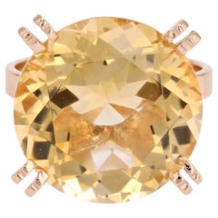 12,90 Karat Citrin 18 Karat Roségold Ring aus den 1960er Jahren