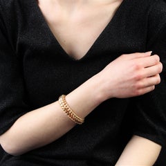 French 1960s 18 K Rose Gold Curb Bracelet - Antique jewels