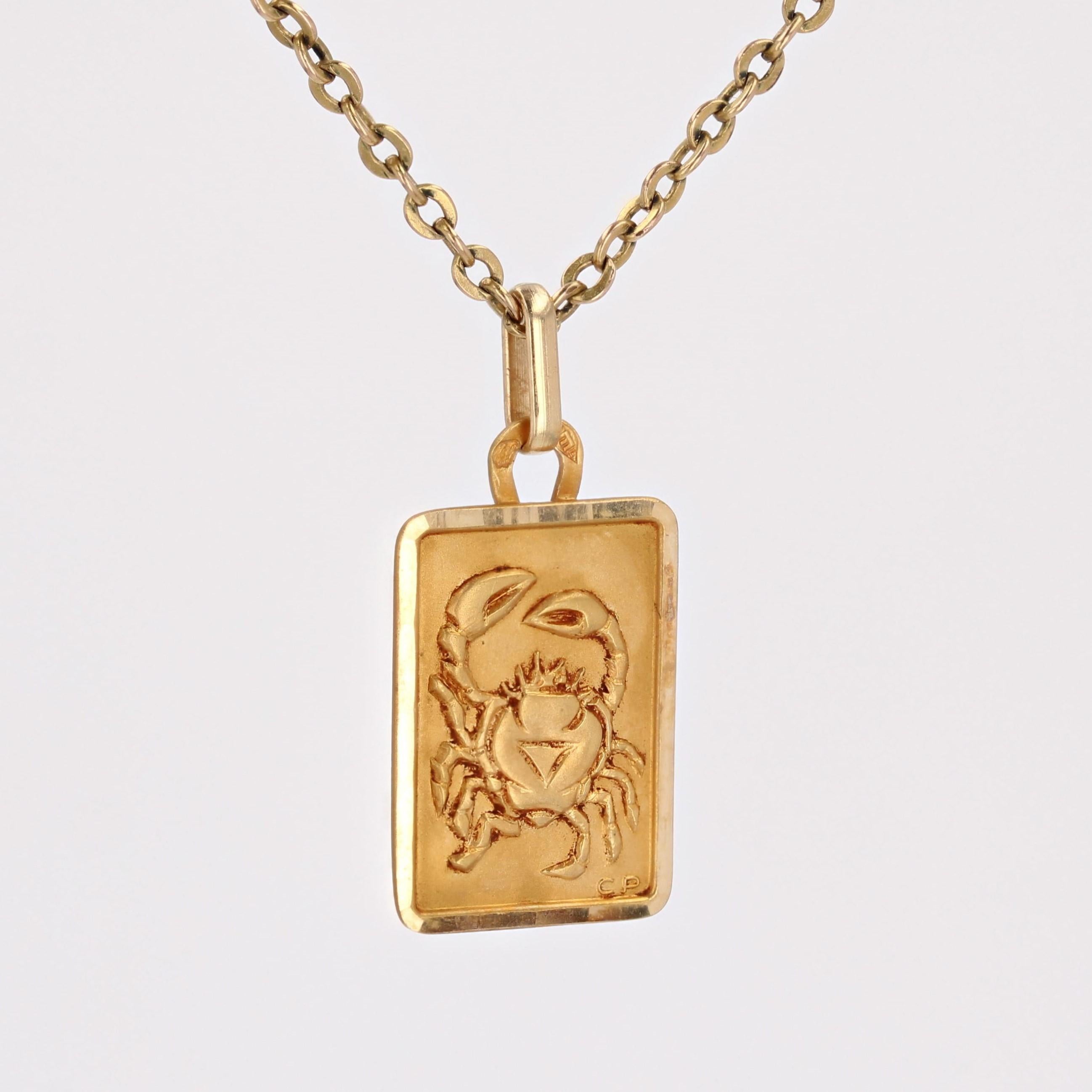 Women's or Men's French 1960s 18 Karat Rose Gold Cancer Pendant For Sale