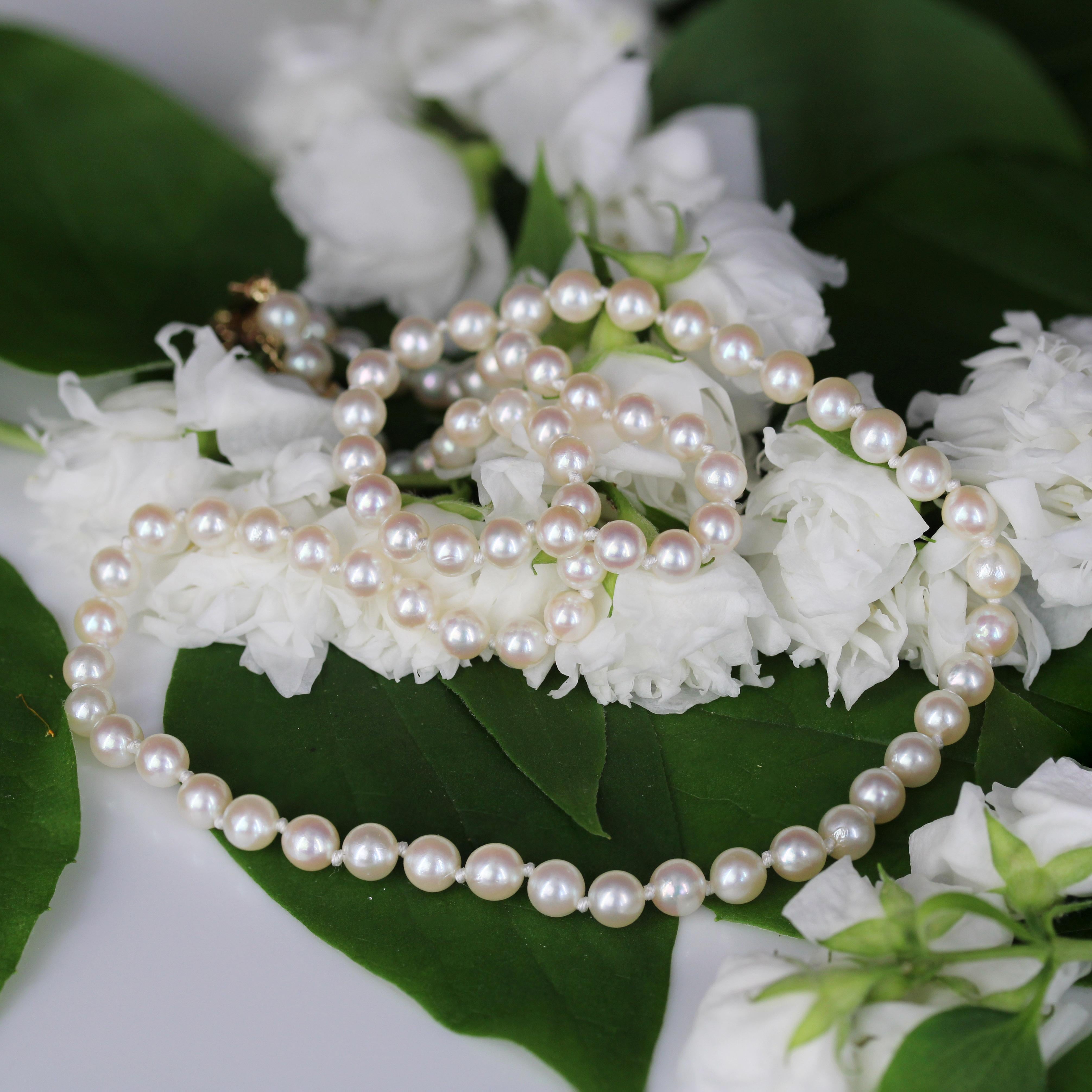 Bead French 1960s 18 Karat Rose Gold Clasp Cultured Pearl Choker Necklace For Sale