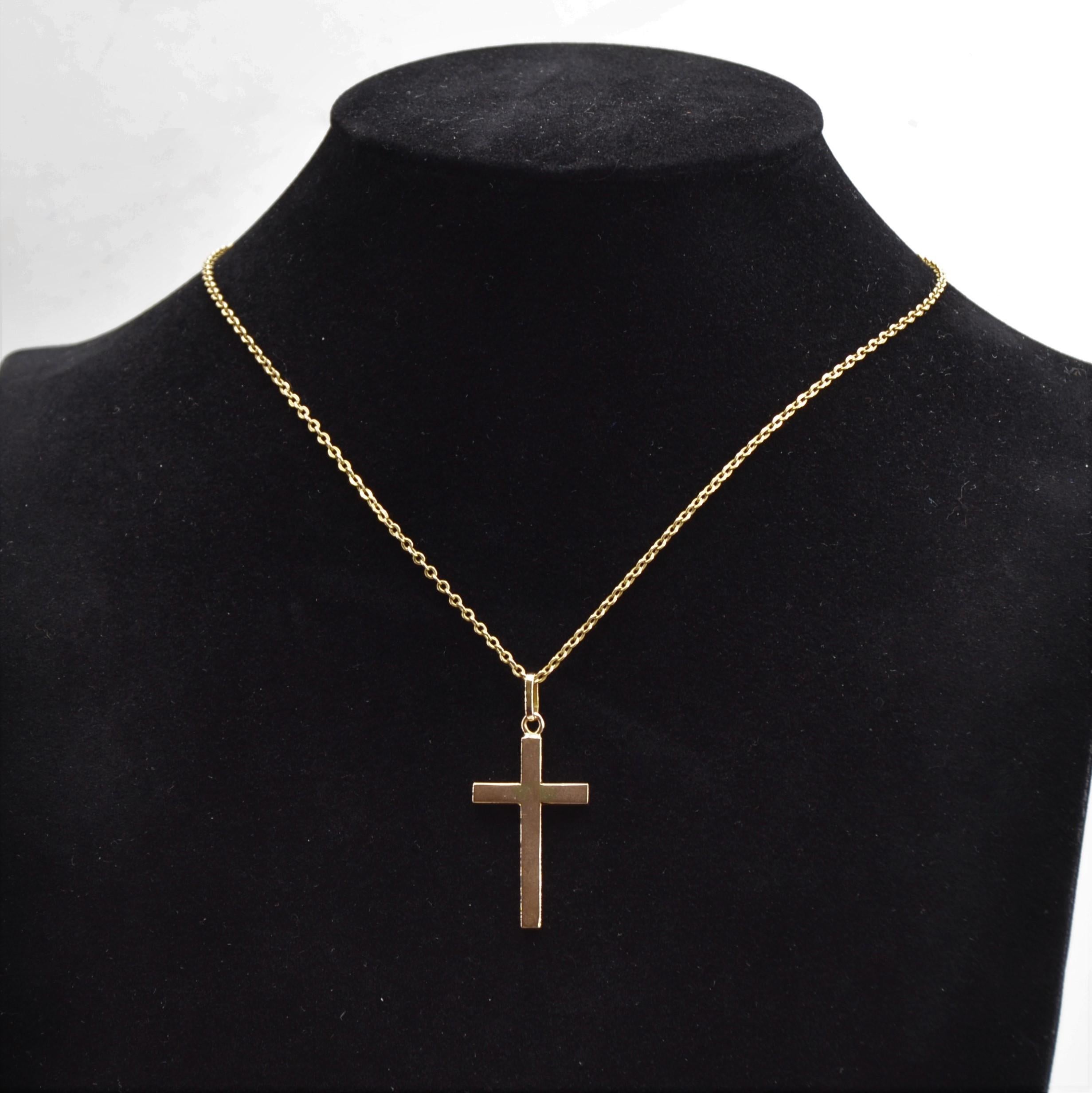Rétro Pendentif croix en or rose 18 carats des années 1960 en vente