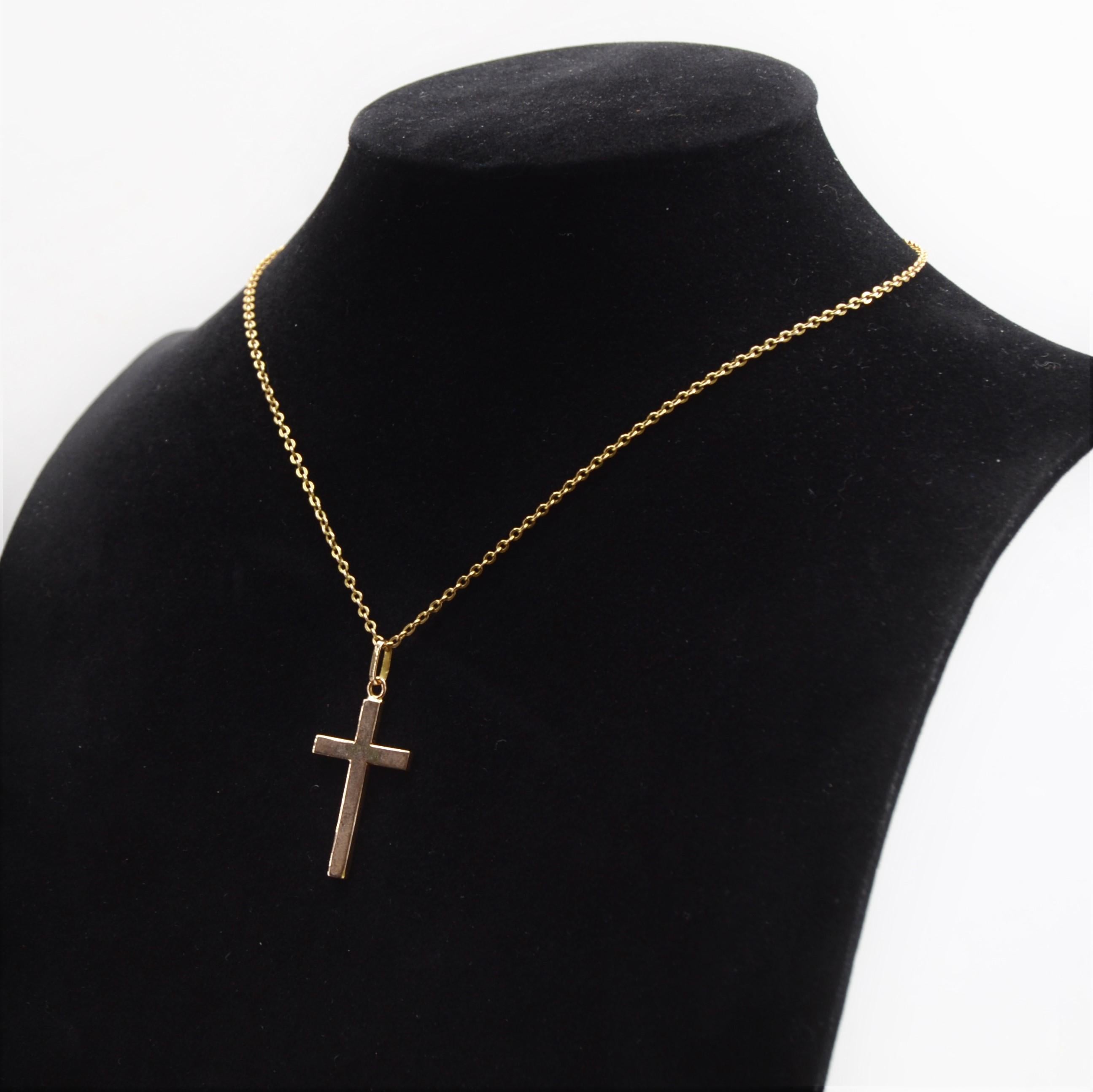Pendentif croix en or rose 18 carats des années 1960 Pour femmes en vente