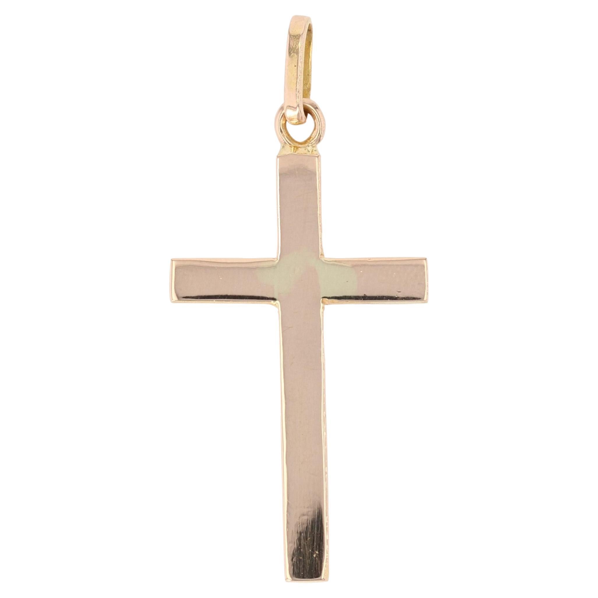 Pendentif croix en or rose 18 carats des années 1960 en vente