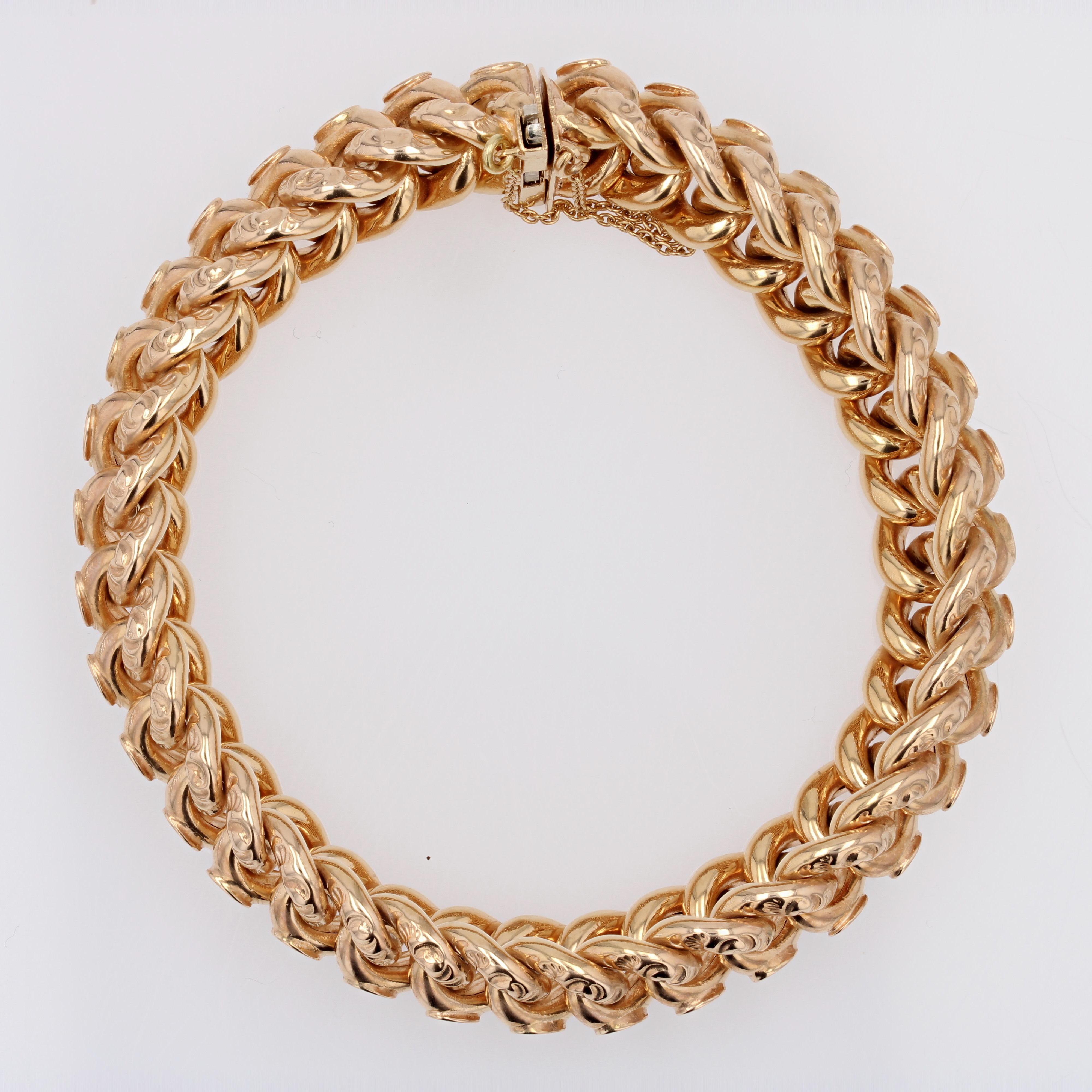 Pulsera francesa de los años 60 en oro rosa de 18 quilates Retro en venta