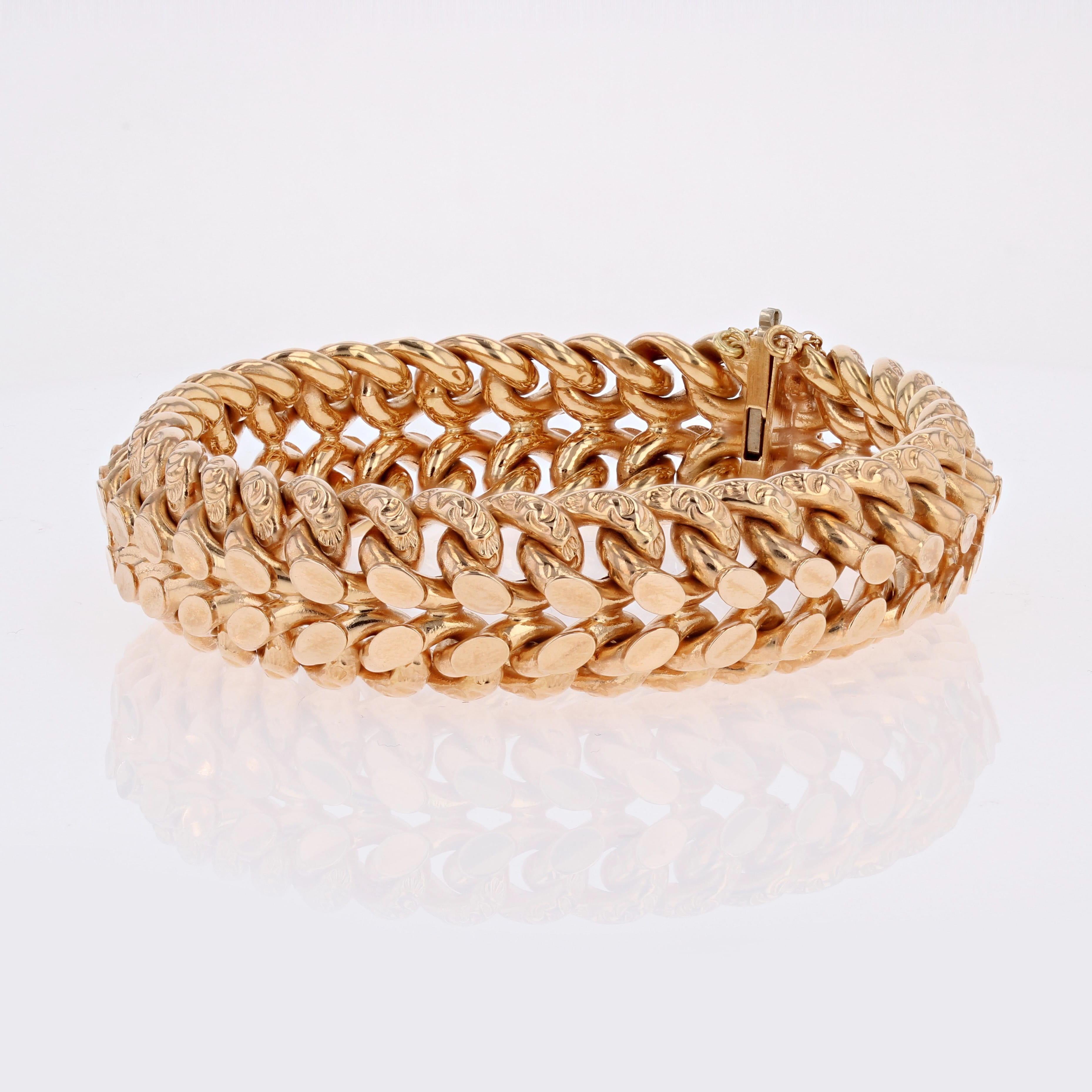 Pulsera francesa de los años 60 en oro rosa de 18 quilates en Bueno estado para la venta en Poitiers, FR
