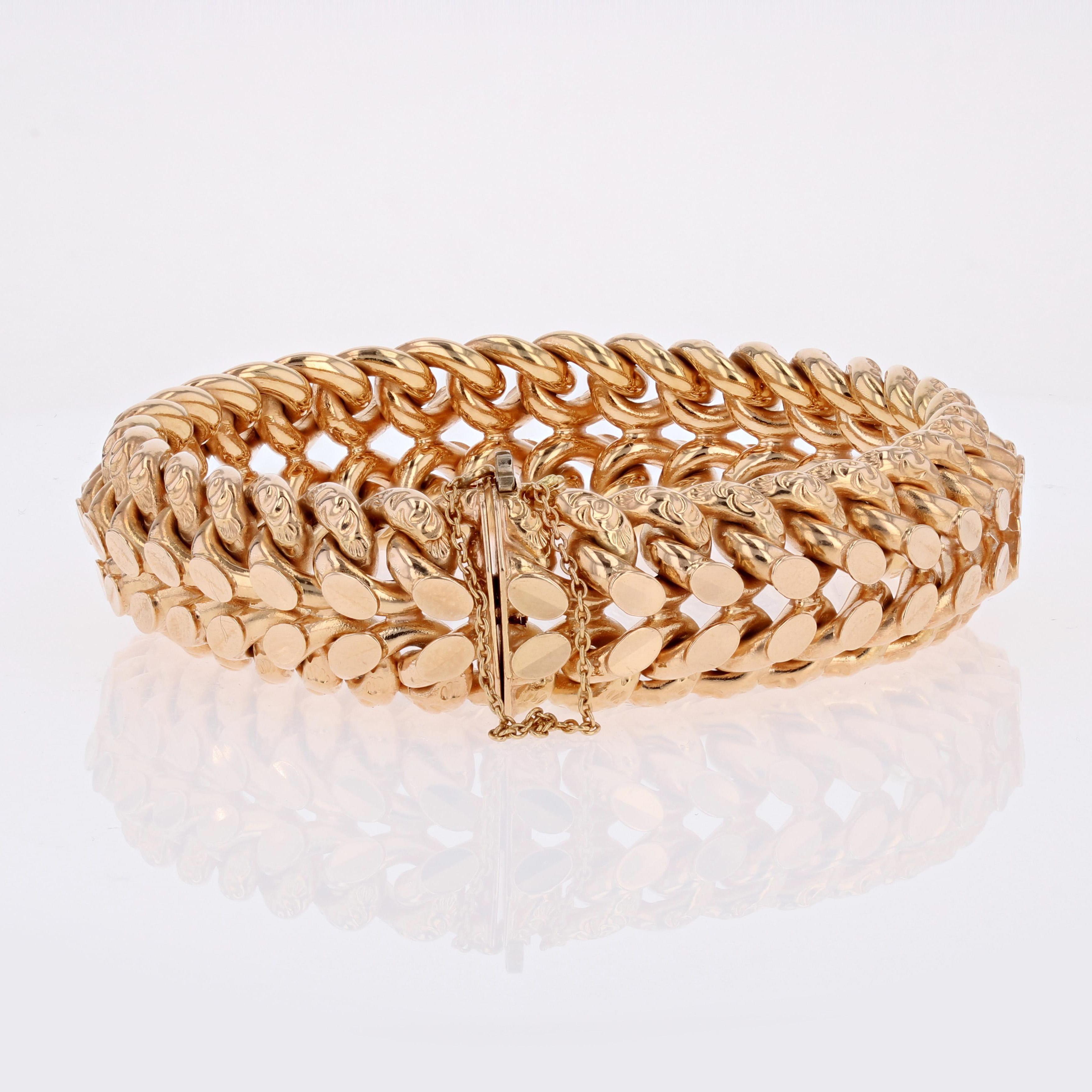 Pulsera francesa de los años 60 en oro rosa de 18 quilates en venta 3