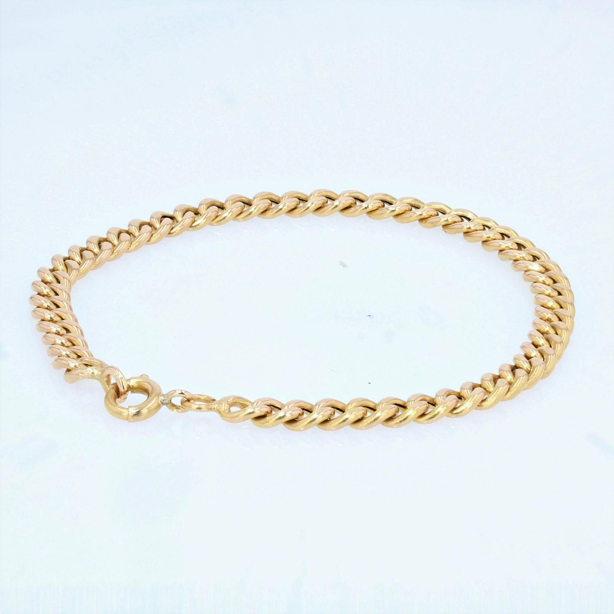 Retro French 1960s 18 Karat Rose Gold Curb Chain Bracelet