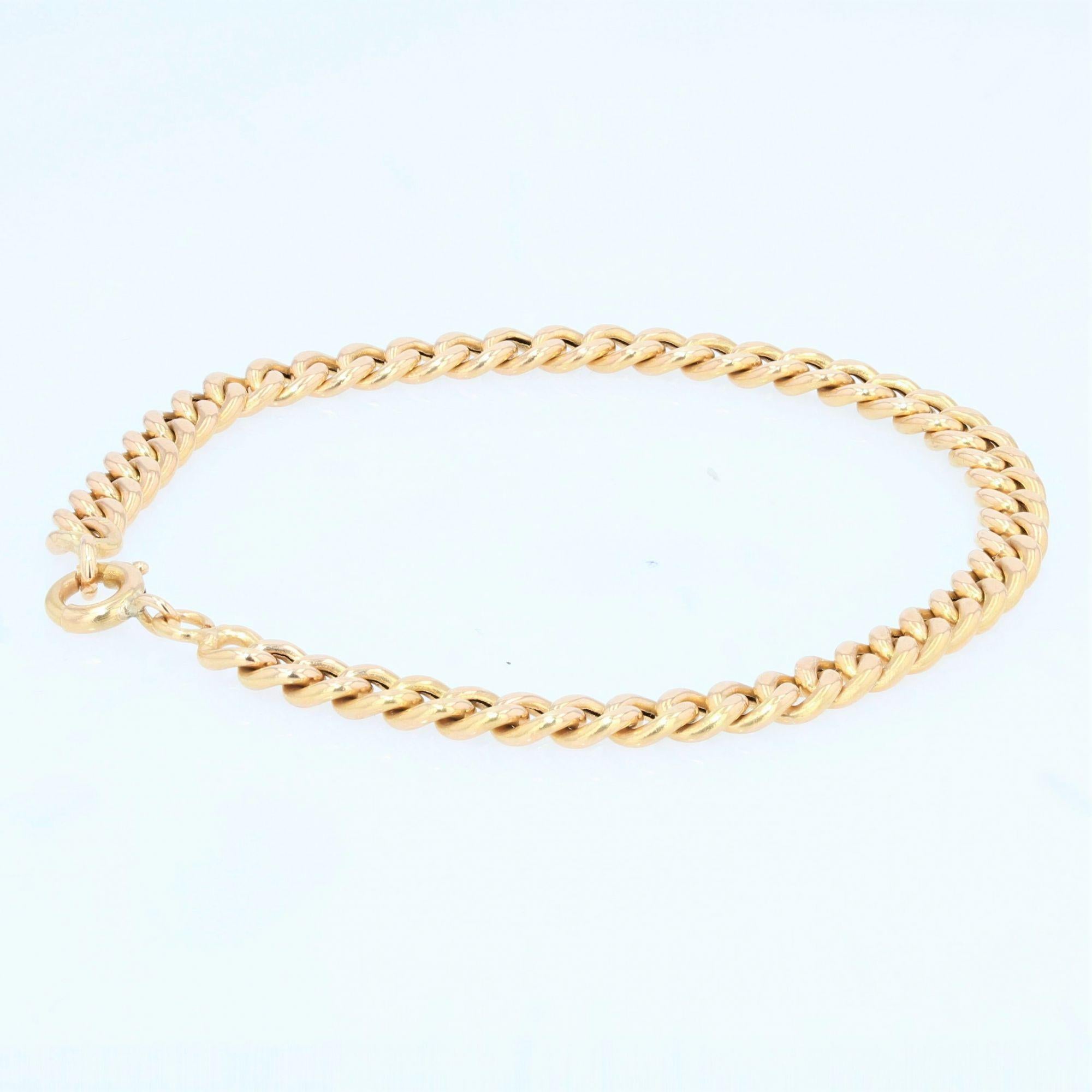 French 1960s 18 Karat Rose Gold Curb Chain Bracelet In Good Condition In Poitiers, FR