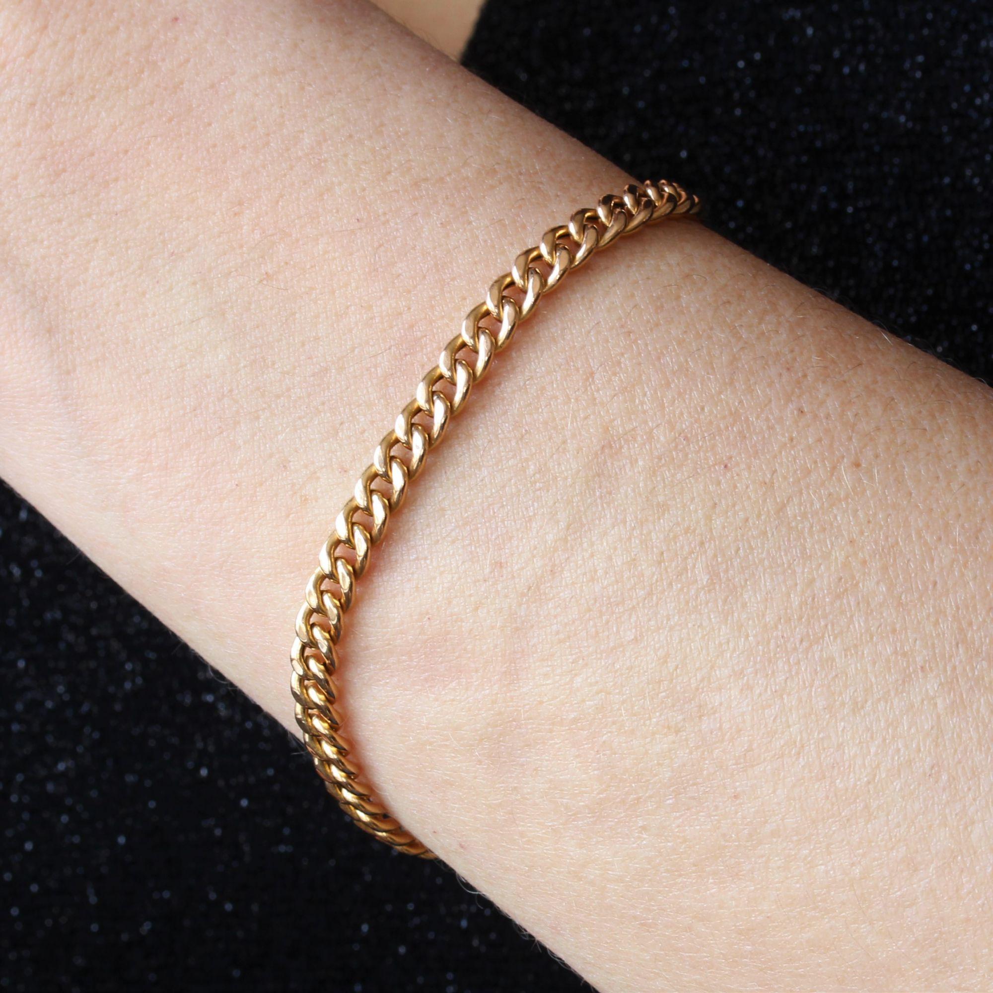 Women's French 1960s 18 Karat Rose Gold Curb Chain Bracelet