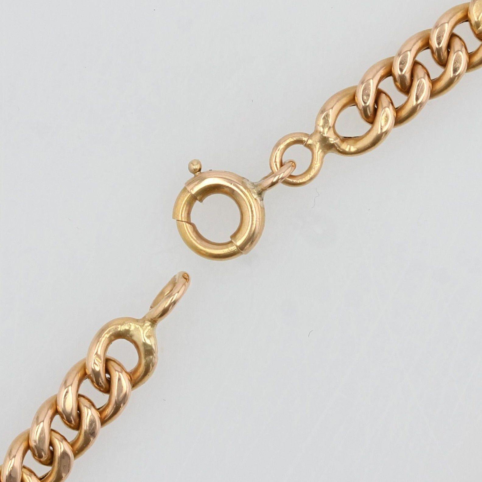 French 1960s 18 Karat Rose Gold Curb Chain Bracelet 1