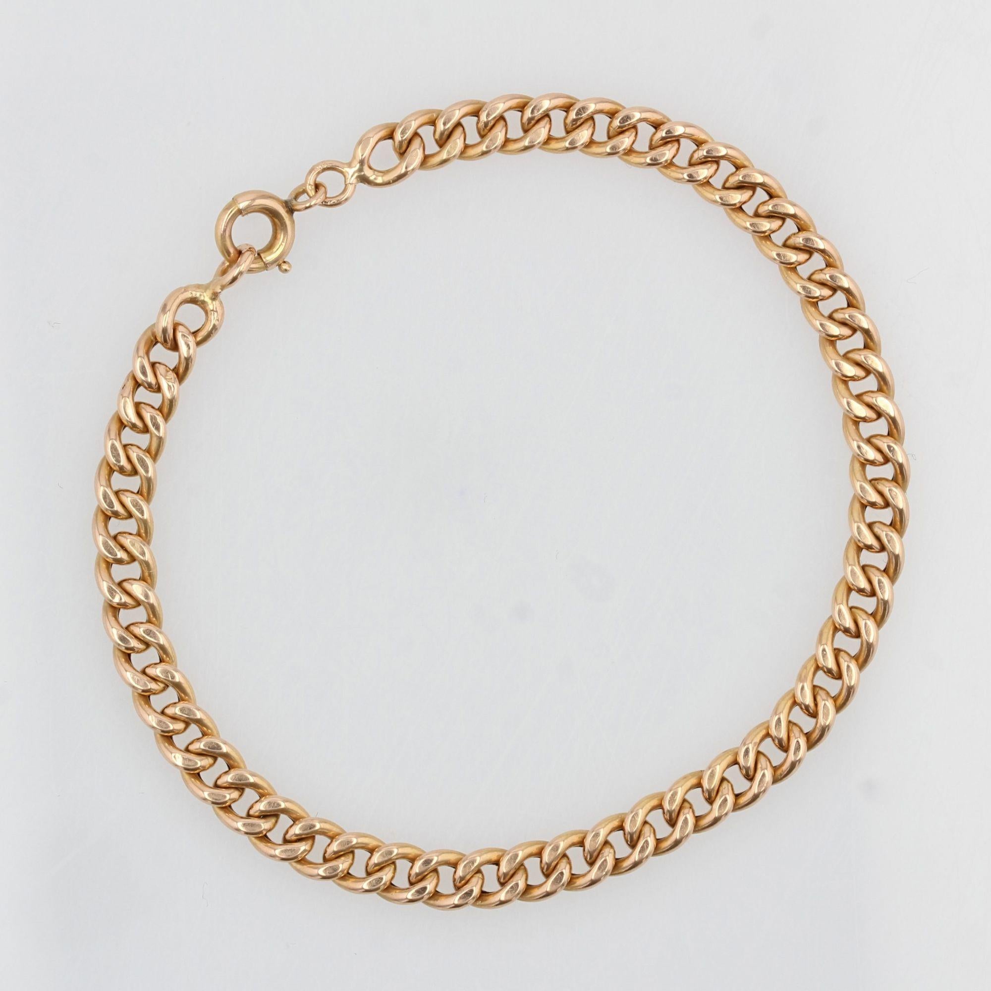 French 1960s 18 Karat Rose Gold Curb Chain Bracelet 2