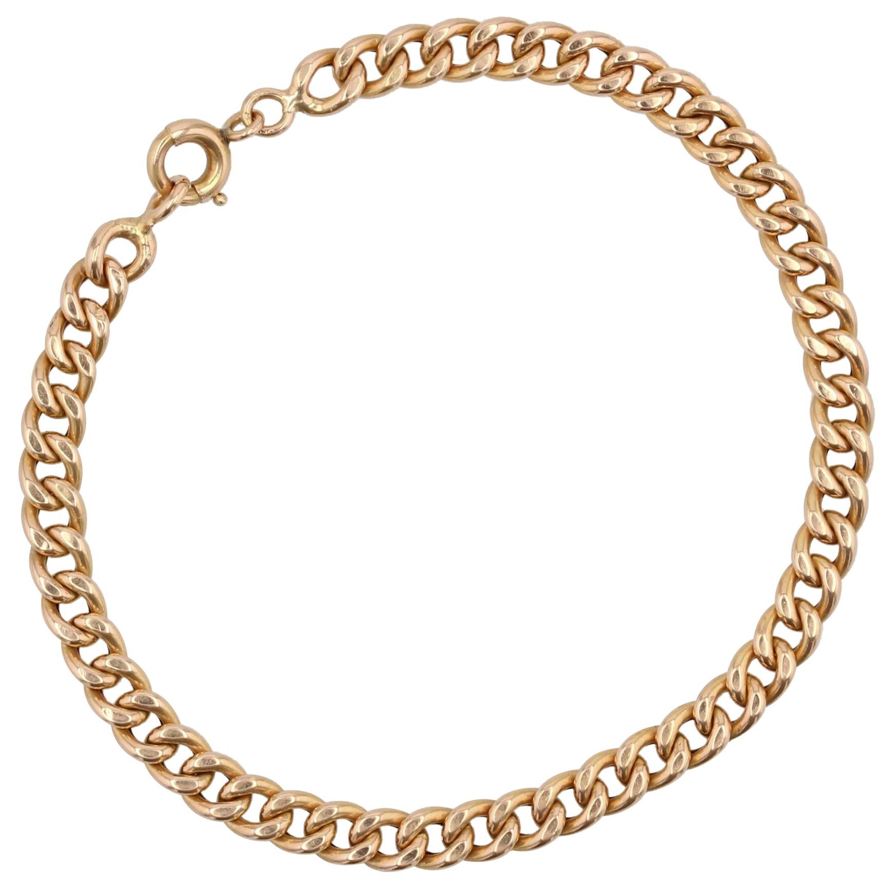 French 1960s 18 Karat Rose Gold Curb Chain Bracelet