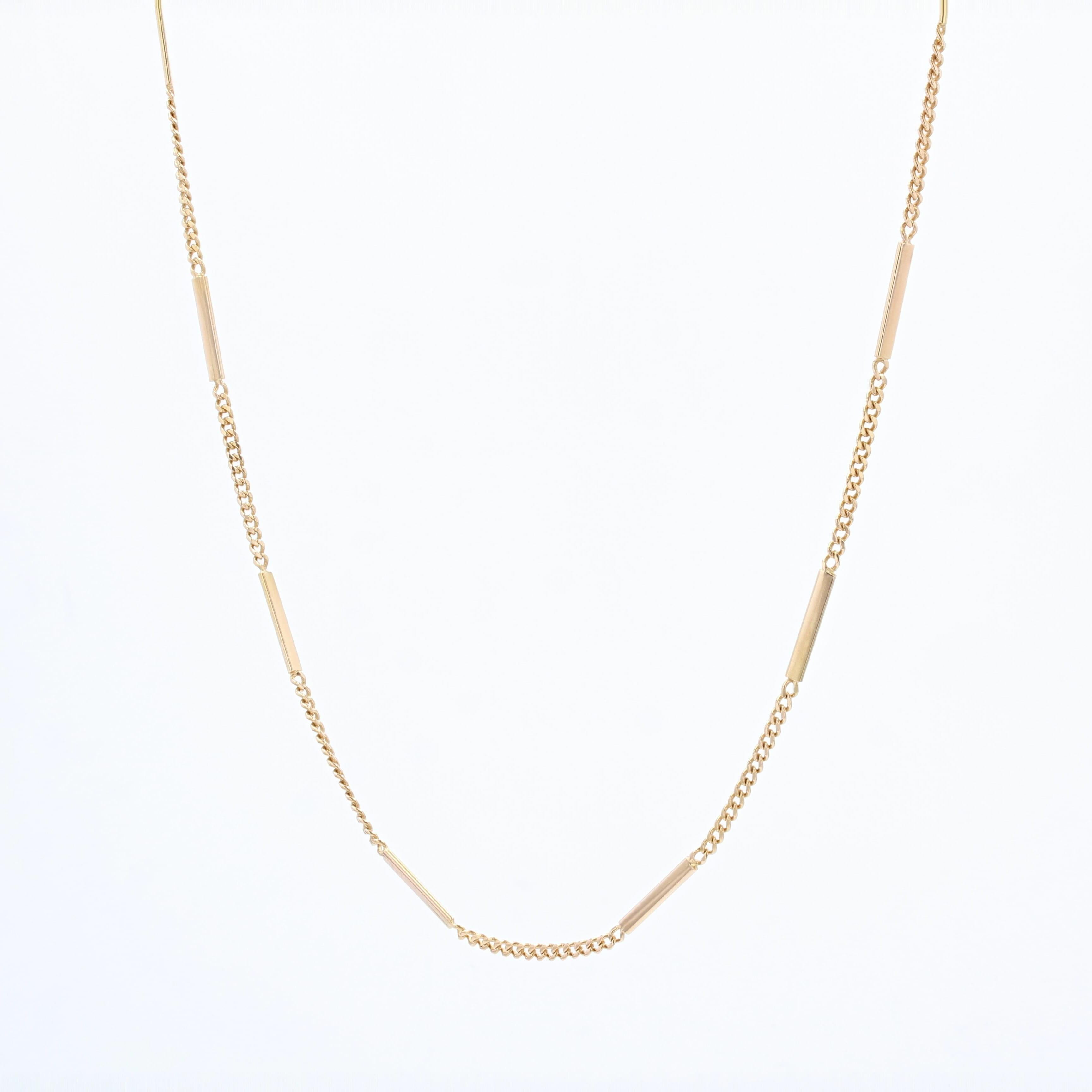 French, 1960s, 18 Karat Rose Gold Curb Mesh and Sticks Chain In Good Condition In Poitiers, FR